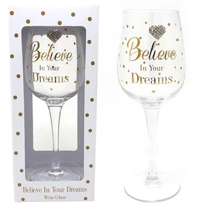 Cree En Tus Sueños Elegante Copa De Vino Chapada En Oro Con Diamantes - Bild 1 von 4