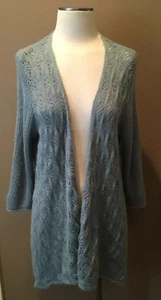 Sonoma Life + Style L Mineral Blue Lacy Knit Cardigan Sweater - Picture 1 of 12