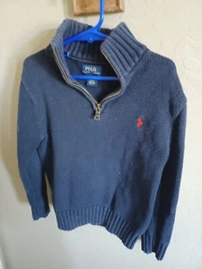 POLO RALPH LAUREN Blue Sweatshirt 1/4 zip Kids Size 6 - Picture 1 of 3