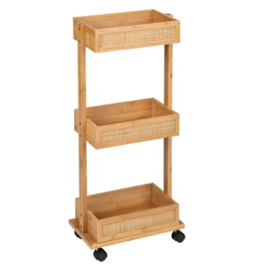 Badregal ALLEGRE BAMBOO, mobil, 3 Ablagen, WENKO - Bild 1 von 5