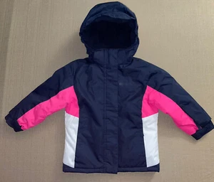 Mountain Warehouse Kids Ski Jacket Coat Blue White Pink Age 3-4 Girls Snow Hood - Picture 1 of 11