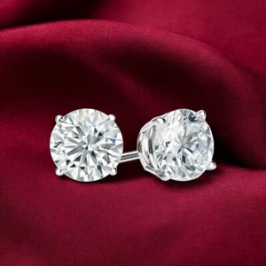 Womens Earring 2.00 Ct IGI Lab Created Round Cut Diamond Stud Solid 950 Platinum - Picture 1 of 9