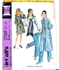 McCalls 2769 Vintage Maternity Wardrobe Dress Blouse Vest Pants Pattern Size 10 - Picture 1 of 8
