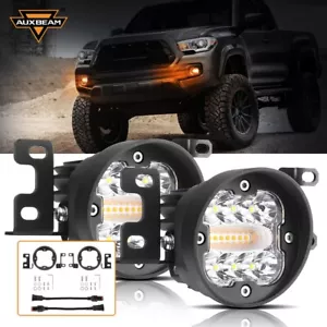 AUXBEAM 2X 3" Amber White Strobe LED Fog Light For Toyota 4Runner Tacoma Tundra - Picture 1 of 12