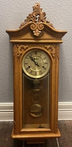 Vintage D&A Wind Up Movement Oak Pendulum Wall Clock, Very Good - Picture 1 of 8