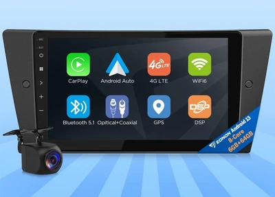 9" Android 13 8-Core Car GPS Stereo Radio CarPlay for BMW E90 E91 E92 335i 328i - Image 1 of 4