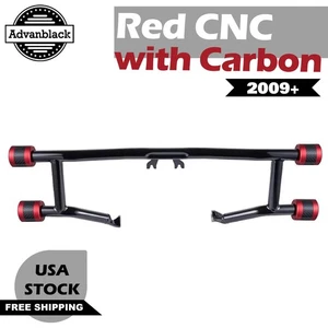 ProTek Front High Way Peg Two Step Crash Bar Red CNC w/ Carbon For Harley 09+ - Imagen 1 de 12