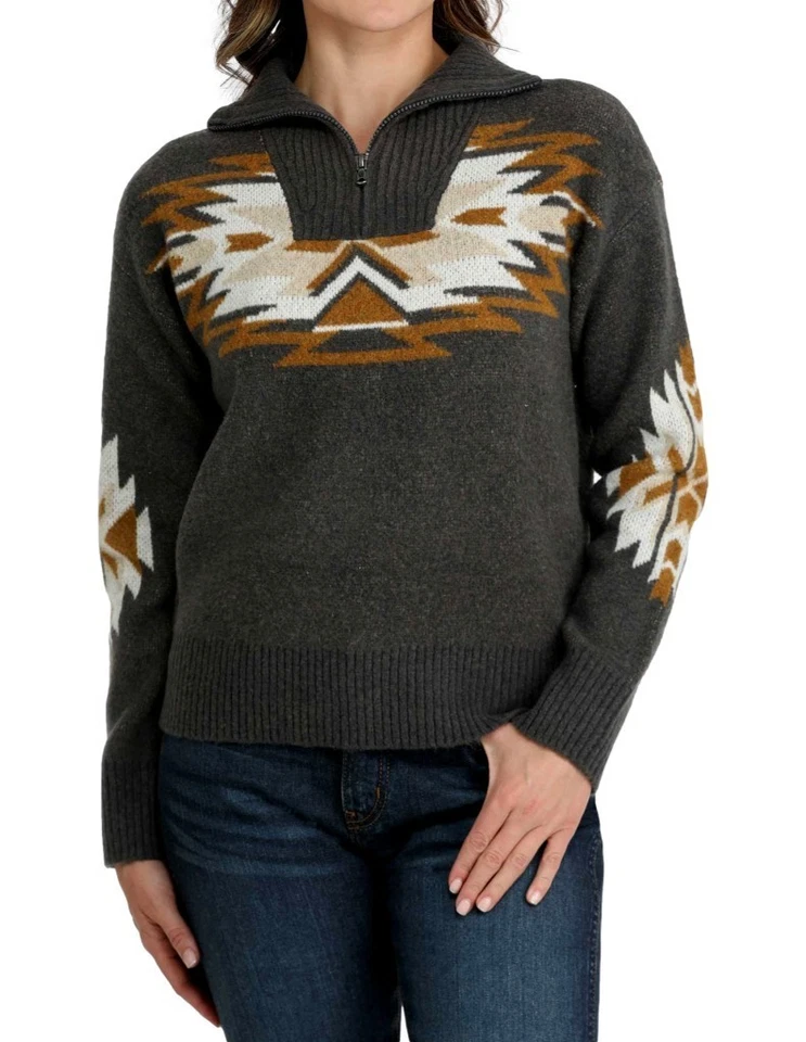 Cinch Western Sweater Womens Wool Blend Knit Charcoal MAK9916001 - Image 1 of 1