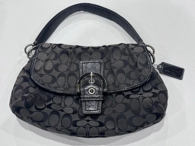 Coach Black Signature Buckle Flap Shoulder Baguette Bag Authentic Vintage - Image 1 of 4