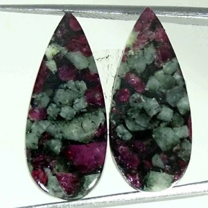 16.90Cts Natürlich Eudialyt Birne Paar Cabochon Lose Schmuckstein - Bild 1 von 5