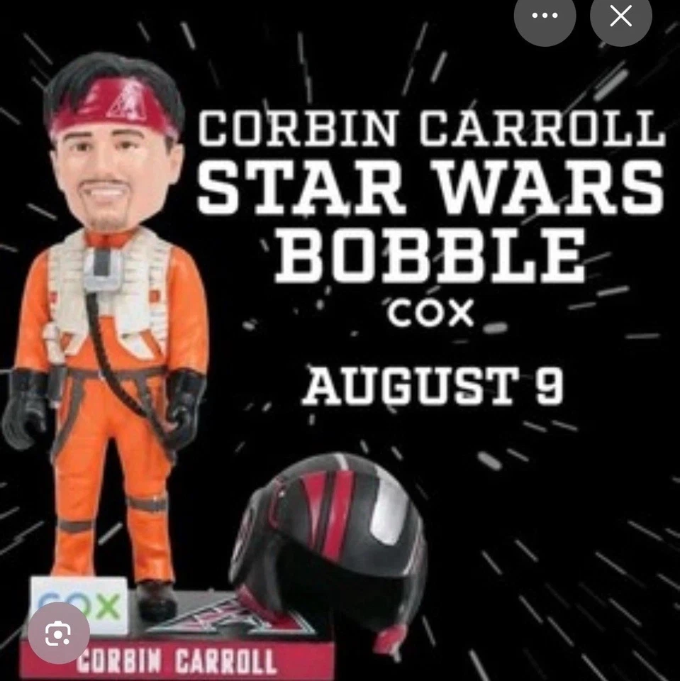 Corbin Carroll Arizona Diamondbacks Star Wars Rebel Pilot Bobblehead SGA 8/9 - Image 1 of 1