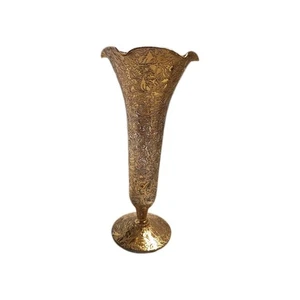 22K Gold Overlay Vintage MCM Glastonbury- Lotus Ruffle Bud Vase USA - Picture 1 of 7