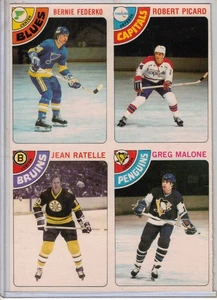 1978-79 OPC O-Pee-Chee hockey 4 card uncut sheet panel Bernie Federko RC rookie - Picture 1 of 2