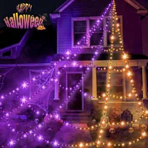 Halloween Deko Outdoor Spinnennetz Lichter - 550 LEDs lila und orange Rem - Bild 1 von 7
