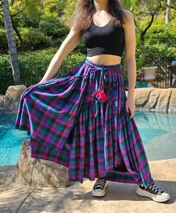 Maya Antonia Bio Baumwolle kariert Flanell langer unregelmäßiger Rock/ganzjährig/Spaß - Bild 1 von 8