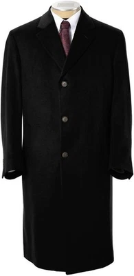 Jos. A Bank Men's 40R Signature Collection 100% Cashmere BLACK Top Coat Overcoat - Image 1 of 4