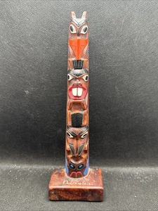 Vintage Authentic Alaska Craft Resin Totem Pole Figurine 9 inches Made In Alaska - Picture 1 of 10