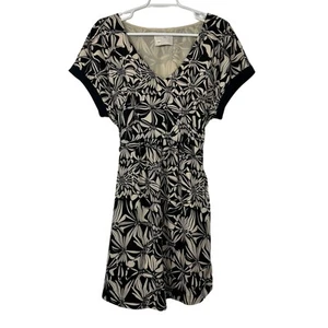 Anthropologie Briefmarke schwarz weiß Blumen A-Linie Kleid Medium - Bild 1 von 13
