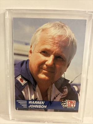 Tarjeta de carreras de arrastre firmada por Warren Johnson NHRA Pro Stock Foto 1 de 2