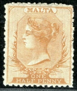 MALTA QV Classic Halfpenny SG.14 ½d Buff-Brown (1868) Mint MM Cat £160 YBLUE3 - Picture 1 of 6