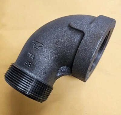 2" 90 Degree Street Elbow CL 150 Black Malleable-ANVIL- 100% MADE IN USA - Image 1 of 4