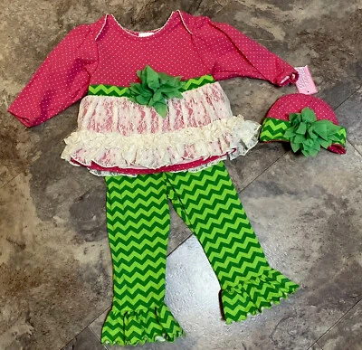 Boutique Peaches N Cream 3 Piece Outfit/Set Toddler Girls Size 24 Months NWT! - Image 1 of 4