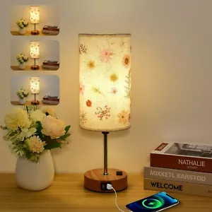 Flower Touch Table Lamp,3-Way Dimmable Bedside Lamps with USB Port and Outlet... - Picture 1 of 5