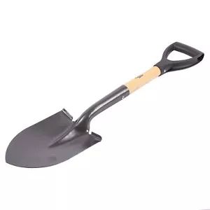 1x Stahl Rundkopf Mikroschaufel mit Holzgriff Kleinmetall Gartenspaten - Bild 1 von 2