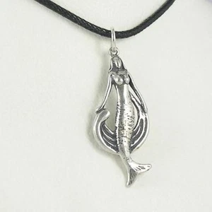 Jane Iris .925 Sterling Silver Mermaid On Wave Pendant Necklace No Stone  - Picture 1 of 1