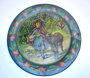 1930s Original Ohio Art Little Red Riding Hood & Wolf Toy Plate 4 1/4"