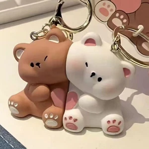 2 Pcs Bear Couples Keychain Cartoon Pendant Bear Keychain Bag Gift Pendant - Picture 1 of 11