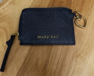 Mary Kay Blue Coin Pouch Purse Wallet Gold Heart Retired - Picture 1 of 6