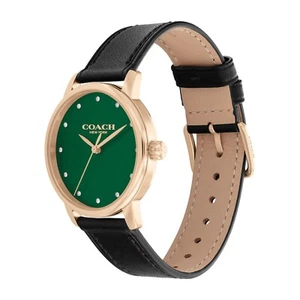 (50 dollars off) Coach Grand Quartz Crystal Green Dial Ladies Watch 14503972 - Picture 1 of 7
