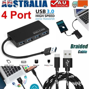 4 Port USB 3.0 Hub Transfer Expansion Splitter USB 3.1 Type C Male to Male Cable - Picture 1 of 21