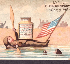 Captain Paul Boyton 1870's Aquatic Suit Frogman Circus Liebig S 0042 Trade Card - Picture 1 of 10