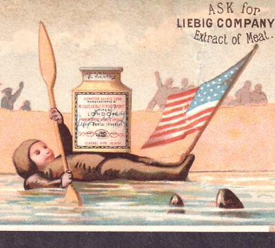 Captain Paul Boyton 1870's Aquatic Suit Frogman Circus Liebig S 0042 Trade Card - Image 1 of 4