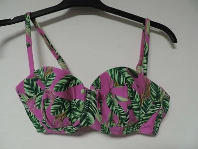 Top de bikini largo estampado tropical talla UK 34C DH001 JJ 02 ASOS Mix and Match Hot Foto 1 de 4