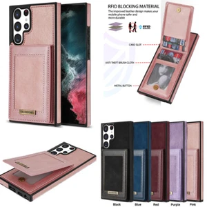 For Samsung S23 FE A14 A54 S22 S20 Fashion Leather Wallet Card Holder Back Case - Picture 1 of 22