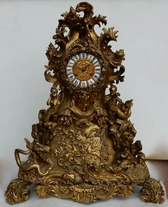 1840′ Pendule Rocaille en Bronze par Denier à Paris « Un Monde Aquatique » - Picture 1 of 8