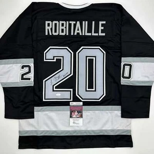 Autographed/Signed Luc Robitaille HOF 09 Los Angeles LA Black Jersey JSA COA - Picture 1 of 4