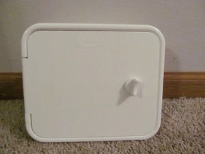 White Valterra RV Sewer Hose Compartment Door Assembly Thumb Lock SALE - Picture 1 of 3