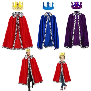 Erwachsene Kinder Umhang Königsumhang Junge Karneval Cosplay Königskrone Cape . - Bild 1 von 37