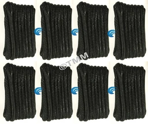 (8) Black Double Braided 1/2" x 20' ft HQ Boat Marine DOCK LINES Mooring Ropes - Picture 1 of 12