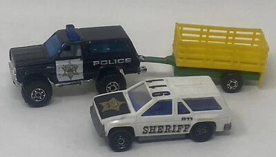 Lot Of 3 Vintage Diecast Novacar 911 & Matchbox Police 1982 & 1979 Trailer - Image 1 of 4