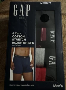 GAP Men's Cotton Stretch Boxer Briefs 4 Pack Size Medium w/Fly Pouch Blue Gray - Picture 1 of 3
