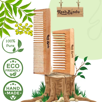 Neem Wooden Comb Wide Teeth for Healthy & Dandruff Free Scalp Massaging Comb - Image 1 of 4