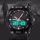 1x Waterproof Analog Quartz Men Solar Power Sport Dual Time LED Digital Watch US