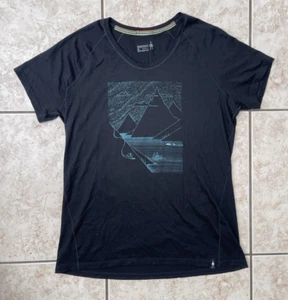 Smartwool Short Sleeve Womens XL Black Graphic T-Shirt Mountain Climbing Sports - Picture 1 of 22