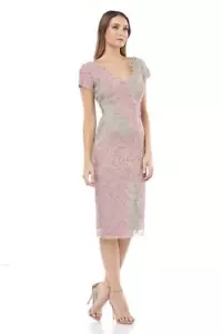 JS Collections Multi-Colored Sleeve V Neck Midi Dress in Blush NWT - Picture 1 of 10