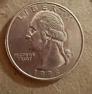 1998 P Washington Quarter, Wounded Eagle & Obv Die Crack, DDR/DDO, #MSQ-037 - Picture 1 of 2